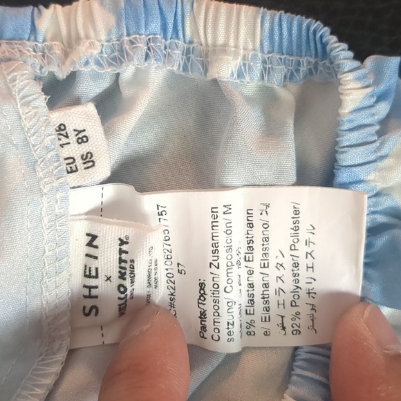 SHEIN x Hello Kitty Buffalo Plaid Print Cold Shoulder Top (girls 8Y) - Picture 3 of 6